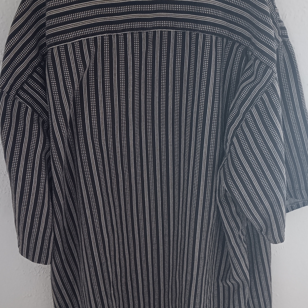Tommy Bahama Black and White Striped Silk Shirt